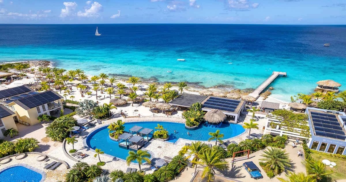 An aerial view of Delfins Beach Resort Bonaire. An aerial view of Delfins Beach Resort Bonaire.