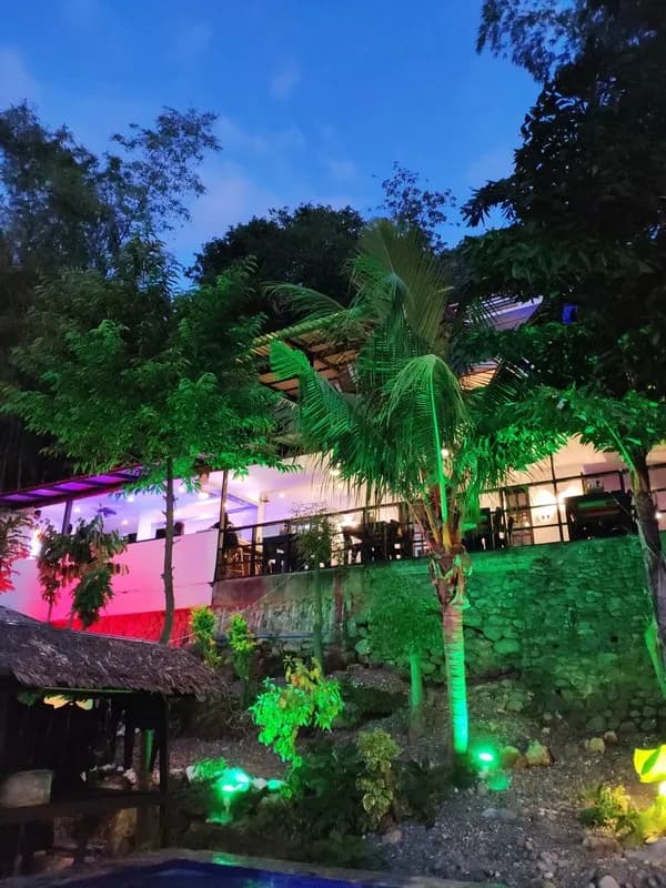 The Blue Ribbon Dive Resort lit up at night The Blue Ribbon Dive Resort lit up at night