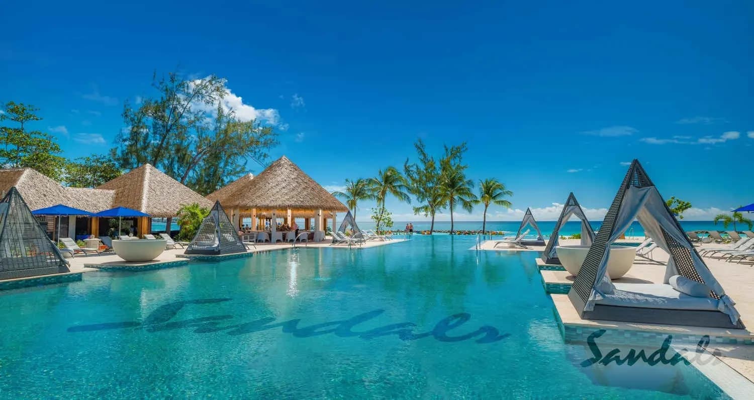 Large swimming pool with tents Large swimming pool with tents