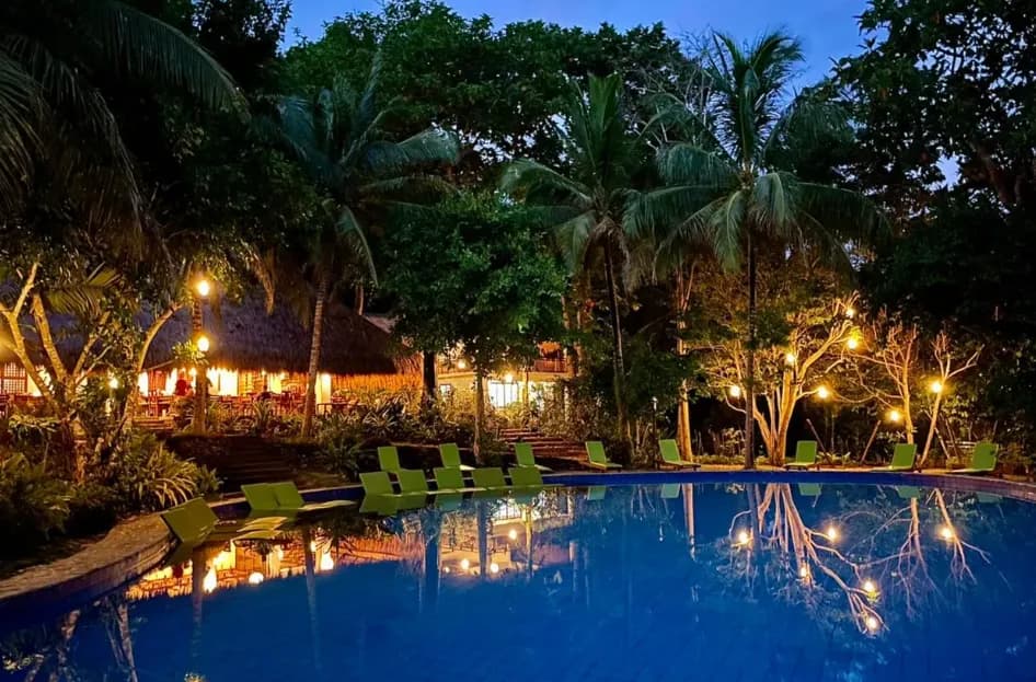 Amun Ini Beach Resort and Spa Infinity pool at night Amun Ini Beach Resort and Spa Infinity pool at night