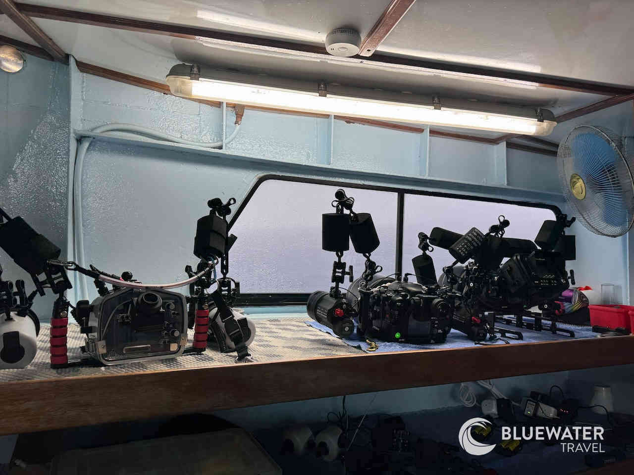 The well-equipped camera room aboard the Nai'a