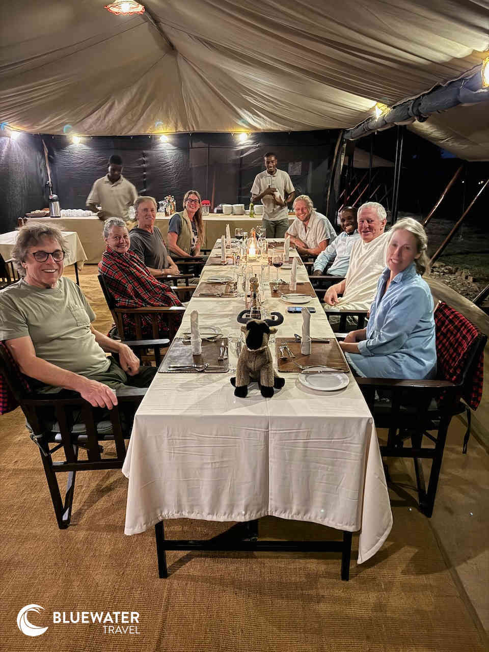 Guests having dinner on the last night of the trip