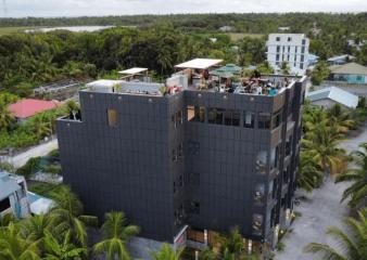 An aerial shot of the Maathundi Hotel