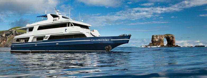 The Galapagos Sky Liveaboard on the water