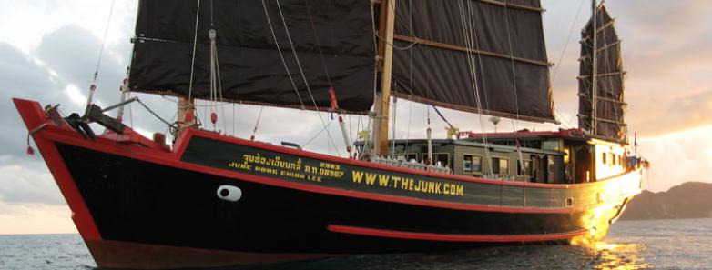 The Junk Liveaboard bathed in the setting sun