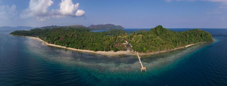 Aerial view of the Bastianos Dive Resort Bangka