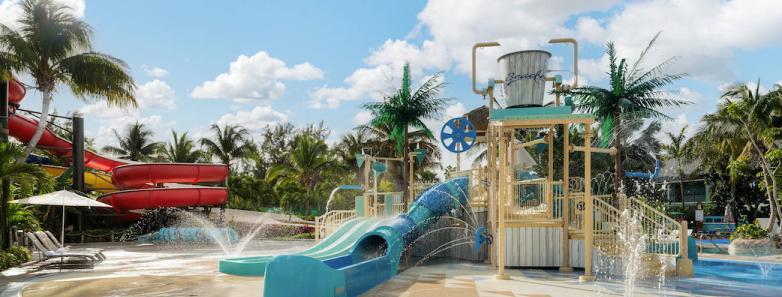 A waterpark complete with slides and sprays