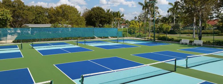 Blue and green tennis courts