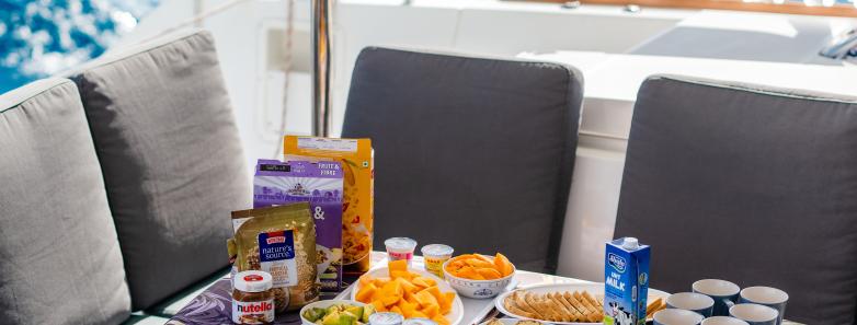 Food and drinks set on the table