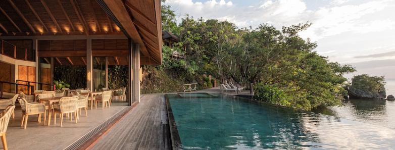 Restaurant by the poolside at Manami Resort, Philippines