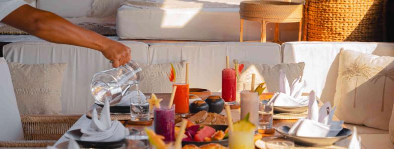 Food and drinks set up in the dining area