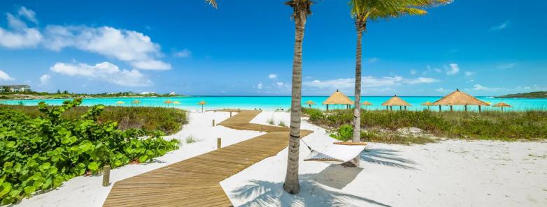 Wooden pathway along the beach