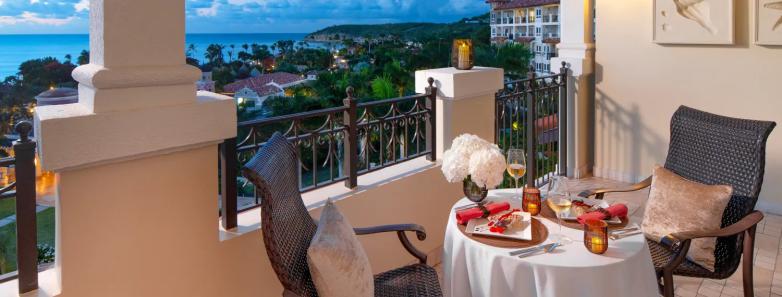 Private dinner set up on the balcony of the Penthouse Suite