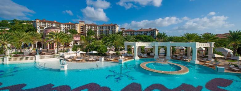 The large Sandals pool with a big logo in it