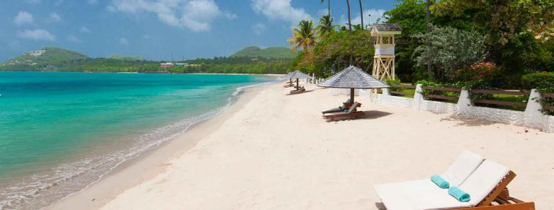 Lounge chairs on the beach