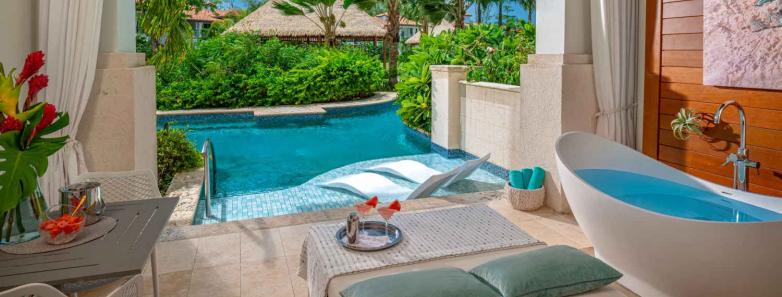 Private tub and pool of the Swim-up Suite