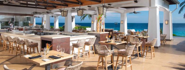 Chairs and tables in one of the resort's restaurants