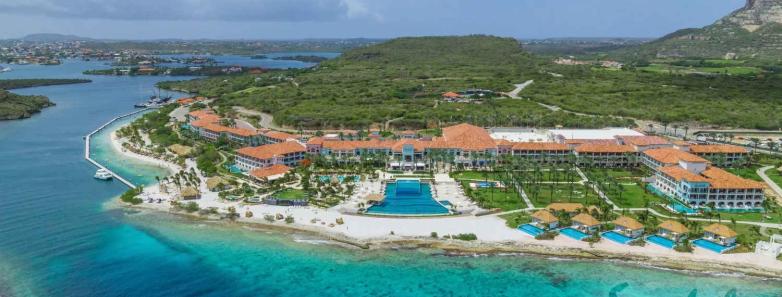 The Sandals Royal Curaçao surrounded by clear water