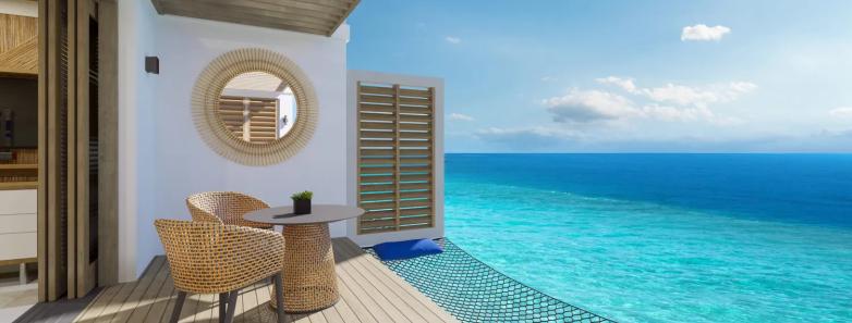 Private terrace with hammock in the Over-the-Water Villa