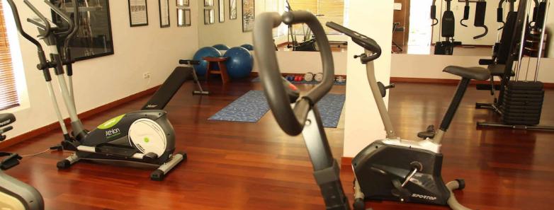 Indoor fitness center with gym equipment