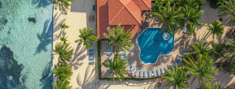 An aerial shot of the Sunbreeze Hotel