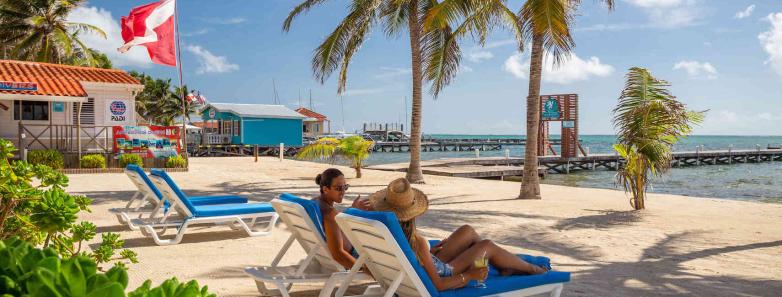 The Sunbreeze Hotel beachfront with sunbeds