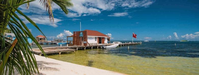 The dive shop located on the beachfront near the port