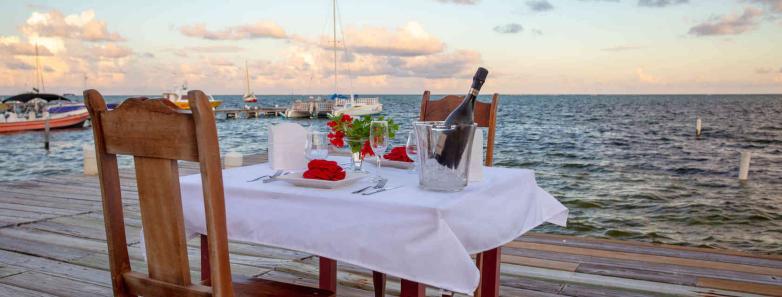 Romantic dinner set up on the beach