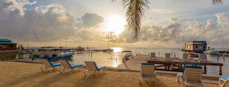 The beachfront with sunbeds