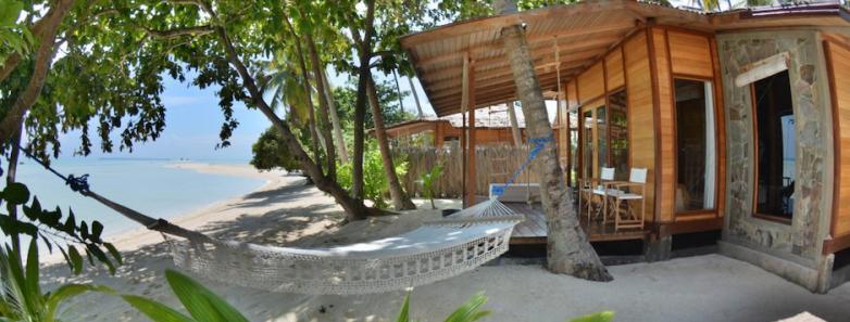 Exterior of the Deluxe Bungalow on the beachfront