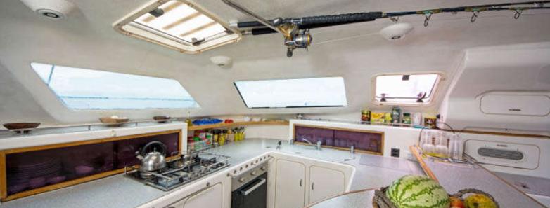 Indoor kitchen area with a stove