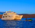 The Catamaran Treasure bathed in the setting sun's light